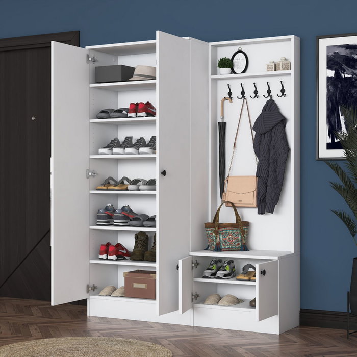 Hanah Home Soporte de Pasillo Blanco con Estanterías